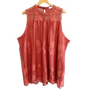 Paper + Tee lace tunic blouse plaid size 3x